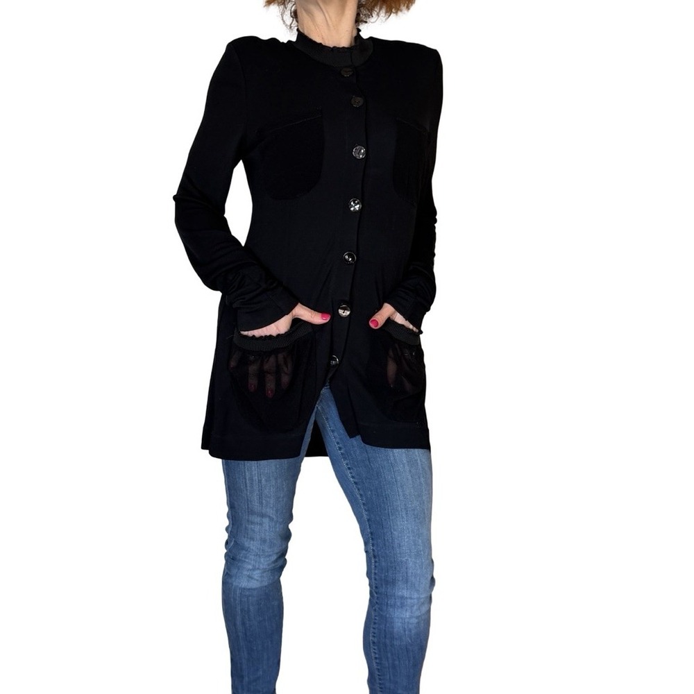 Fuzzi Vintage Jean Paul Gaultier Black Nylon Cardigan Sweater Jacket Pockets M